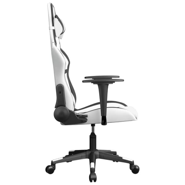 vidaXL Gamingstol med massage vit och svart konstläder