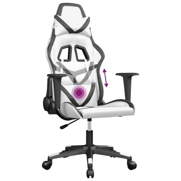vidaXL Gamingstol med massage vit och svart konstläder