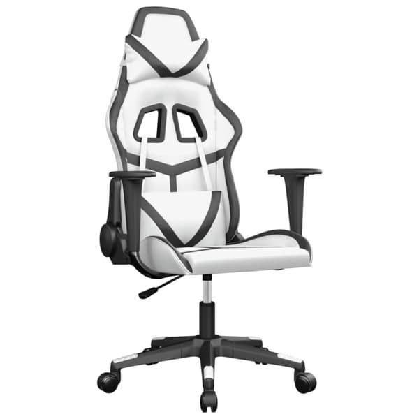 vidaXL Gamingstol med massage vit och svart konstläder