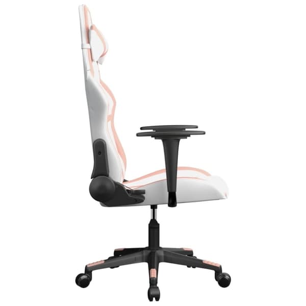 vidaXL gamingstol m. massagefunktion kunstlæder hvid og lyserød
