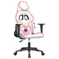 Miniatyrbillede 6 af 11: vidaXL gamingstol m. massagefunktion kunstlæder hvid og lyserød