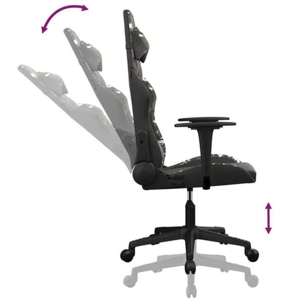 vidaXL Gamingstol med massage svart och kamouflage konstläder
