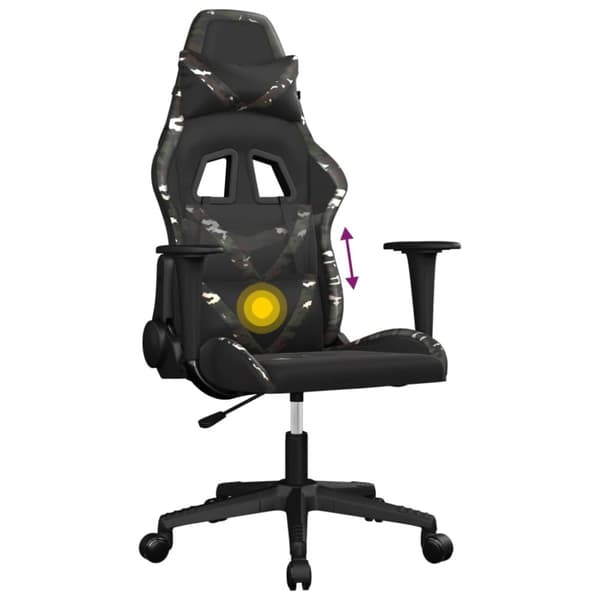 vidaXL Gamingstol med massage svart och kamouflage konstläder