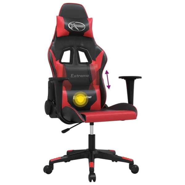 vidaXL gamingstol m. massagefunktion kunstlæder sort og rød