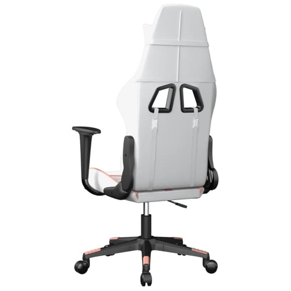 vidaXL Gamingstol med massage vit och rosa konstläder