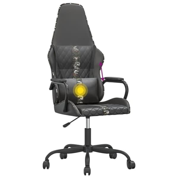 vidaXL gamingstol med massagefunktion kunstlæder camouflage og sort