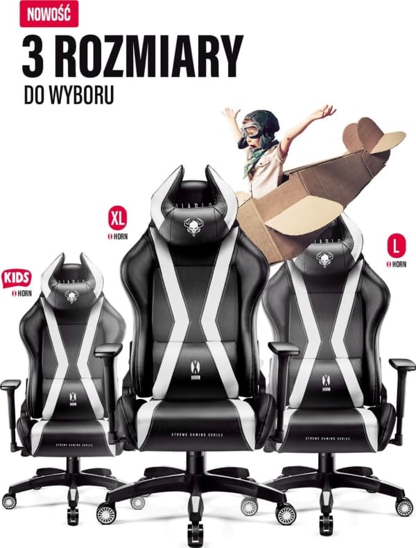 Diablo Stoler Diablo X-Horn 2.0 Normal Størrelse svart - hvit ergonomisk stol