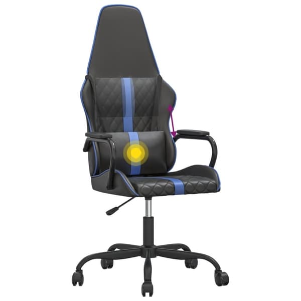 vidaXL gamingstol m. massagefunktion kunstlæder sort og blå
