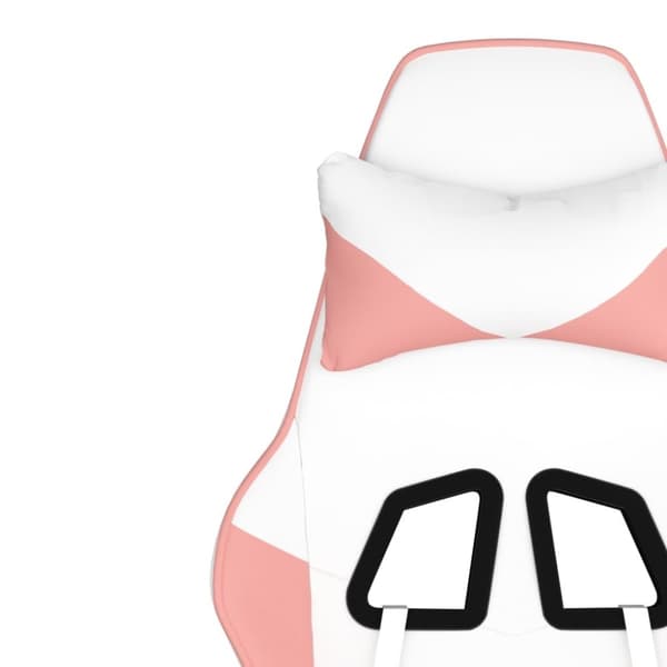 vidaXL Gamingstol med massage vit och rosa konstläder