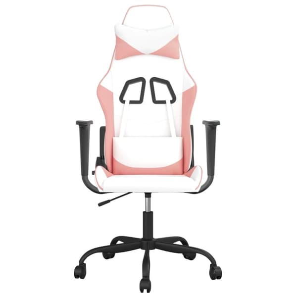 vidaXL gamingstol m. massagefunktion kunstlæder hvid og lyserød