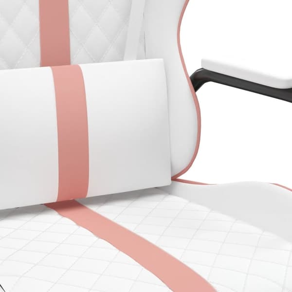 vidaXL Gamingstol med massage rosa och vit konstläder