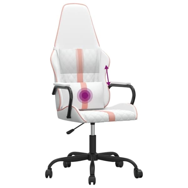 vidaXL gamingstol med massagefunktion kunstlæder hvid og lyserød