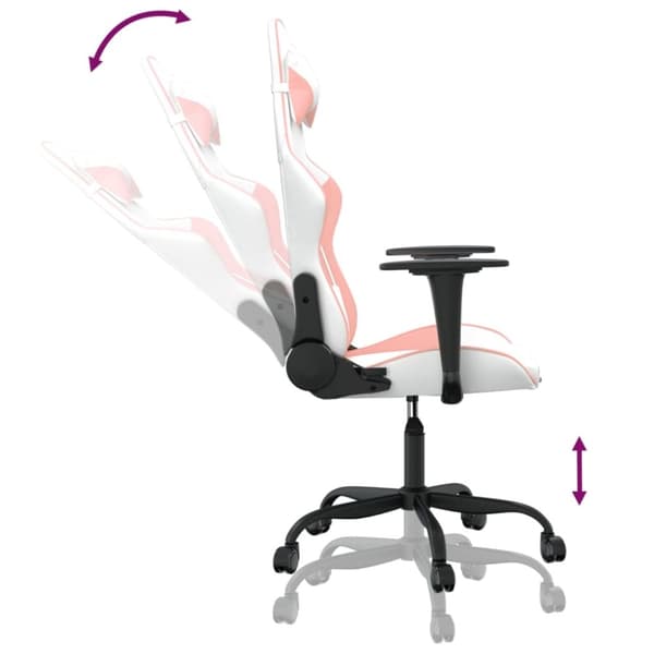 vidaXL Gamingstol vit och rosa konstläder