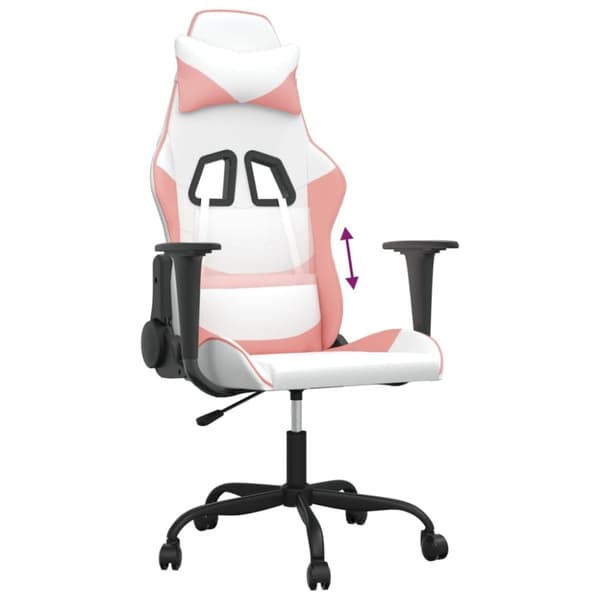 vidaXL Gamingstol vit och rosa konstläder