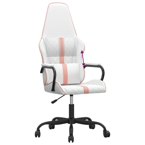 vidaXL Gamingstol vit och rosa konstläder