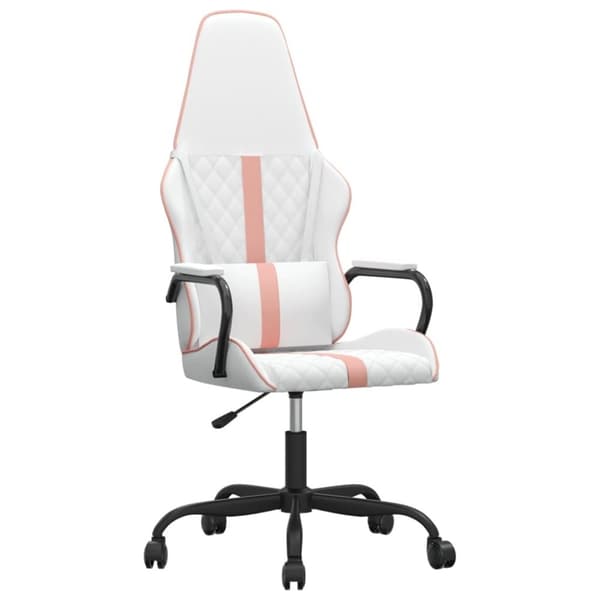 vidaXL Gamingstol vit och rosa konstläder
