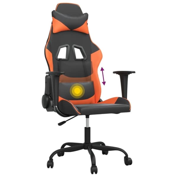 vidaXL Gamingstol med massage svart och orange konstläder