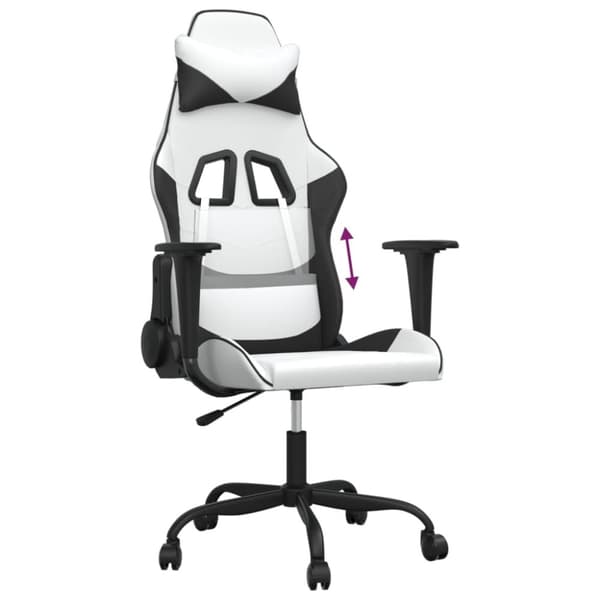 vidaXL gamingstol kunstlæder hvid og sort