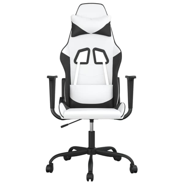 vidaXL Gamingstol med massage vit och svart konstläder