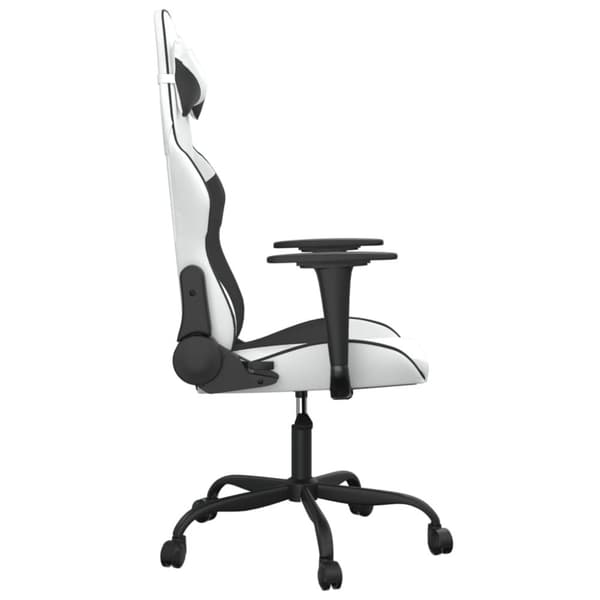 vidaXL Gamingstol med massage vit och svart konstläder