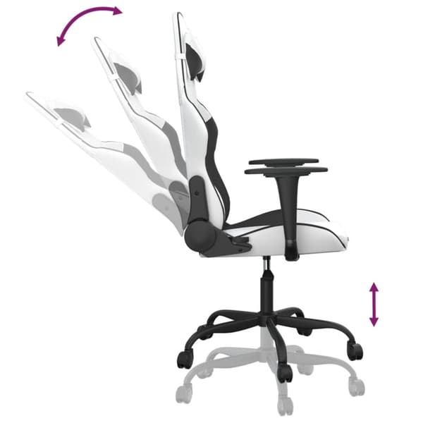 vidaXL Gamingstol med massage vit och svart konstläder