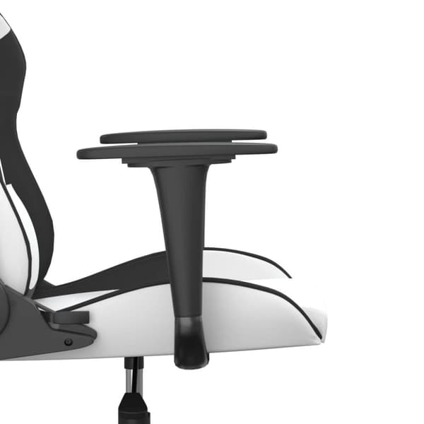 vidaXL Gamingstol med massage vit och svart konstläder