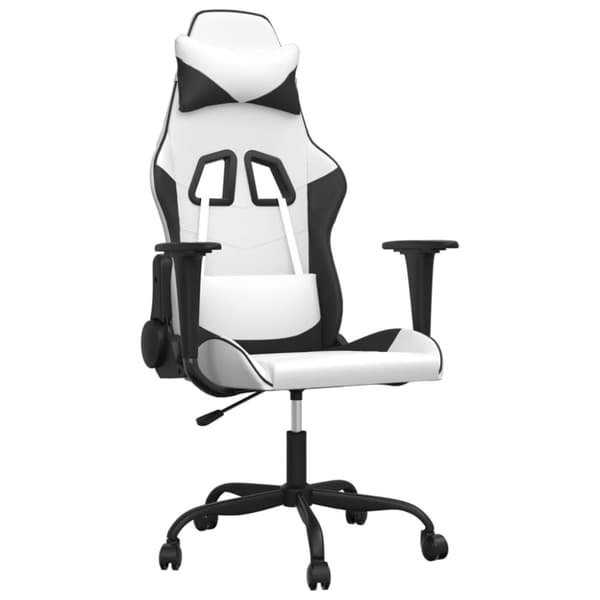 vidaXL Gamingstol med massage vit och svart konstläder