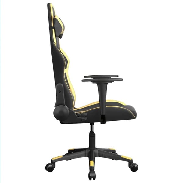 gamingstol m. massagefunktion kunstlæder sort guldfarvet