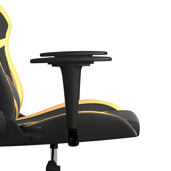 gamingstol m. massagefunktion kunstlæder sort guldfarvet