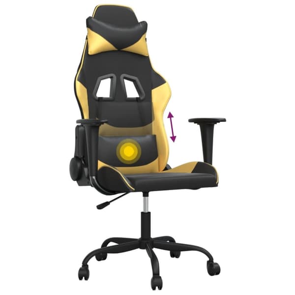 vidaXL Gamingstol med massage svart och guld konstläder