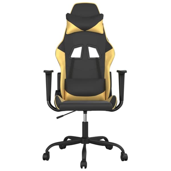 vidaXL gamingstol m. massagefunktion kunstlæder sort guldfarvet