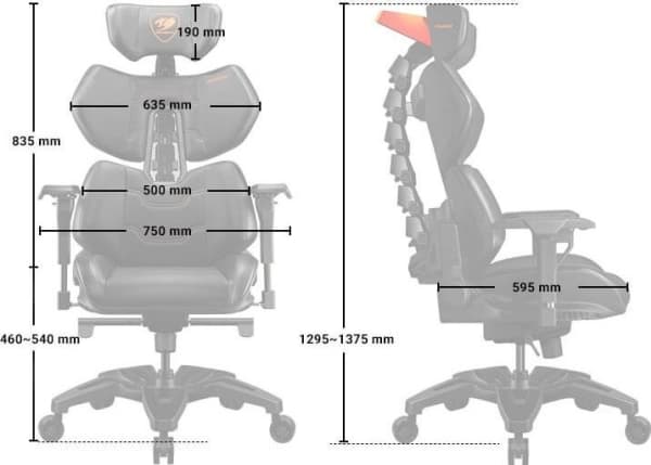 COUGAR Gaming CGR-TER, Universal spelstol, 135 kg, Stoppad sits, Stoppat ryggstöd, Universal, 160 cm