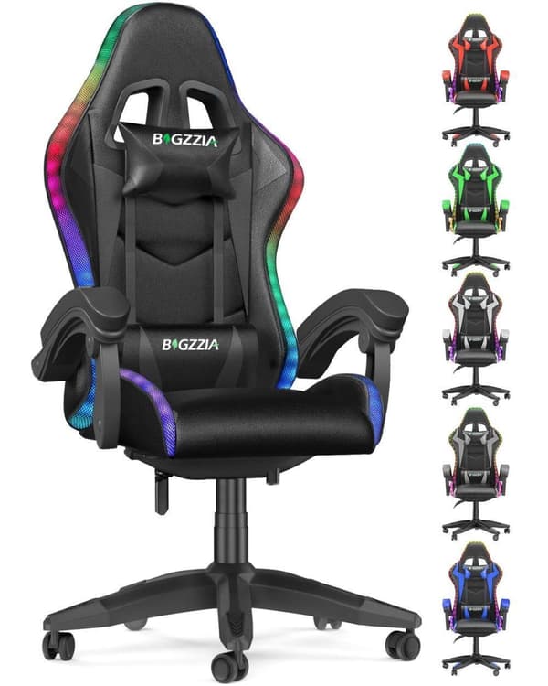 Ergonomisk Gamingstol med LED-Lyseffekter | Svart | CDON