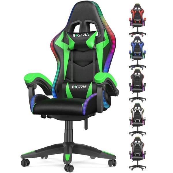 Ergonomisk Gamingstol med LED-Lyseffekter Grøn