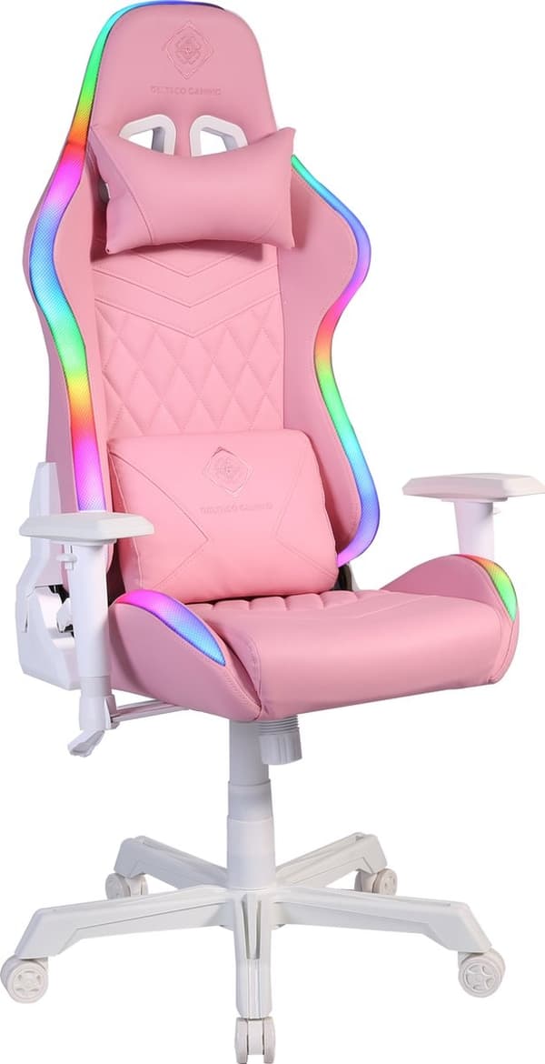 Deltaco Gaming Pink Line PCH90 Gaming stol med full RGB Lightning - Rosa