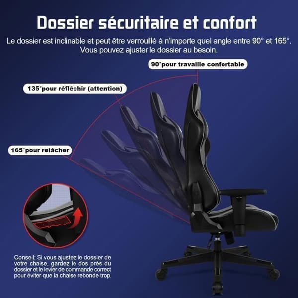 Gaming Chair, Last 150KG Ergonomic Gamer Chair 56CM sits, nackstöd, svankkudde och justerbara armstöd
