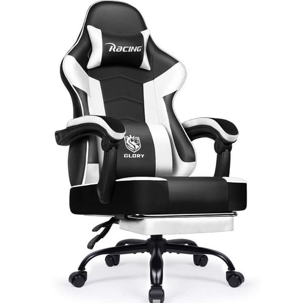 Gaming Chair Last 150KG Gaming Fåtölj 170° lutande 56CM sits, nackstöd, svankkudde, justerbara armstöd