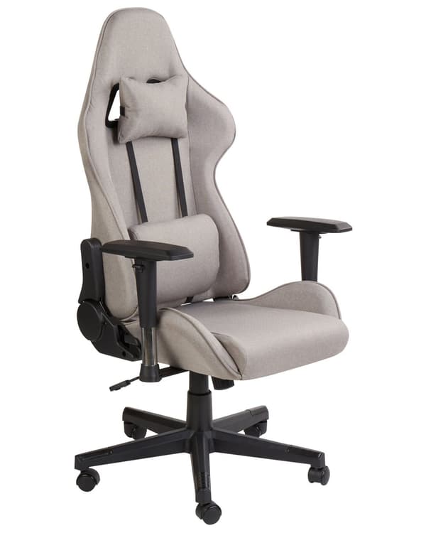 Gamingstol Beige Tyg Vändbar Justerbara Armstöd och Höjd Fotstöd Modern