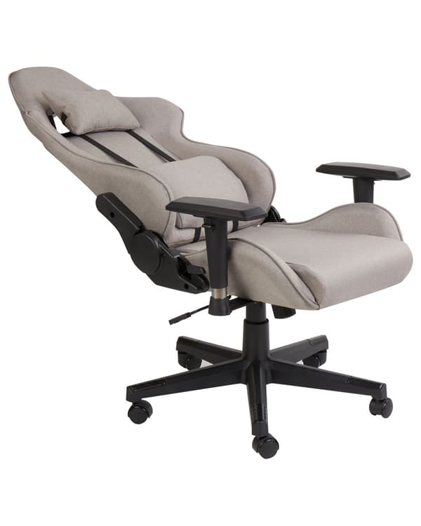 Gamingstol Beige Tyg Vändbar Justerbara Armstöd och Höjd Fotstöd Modern