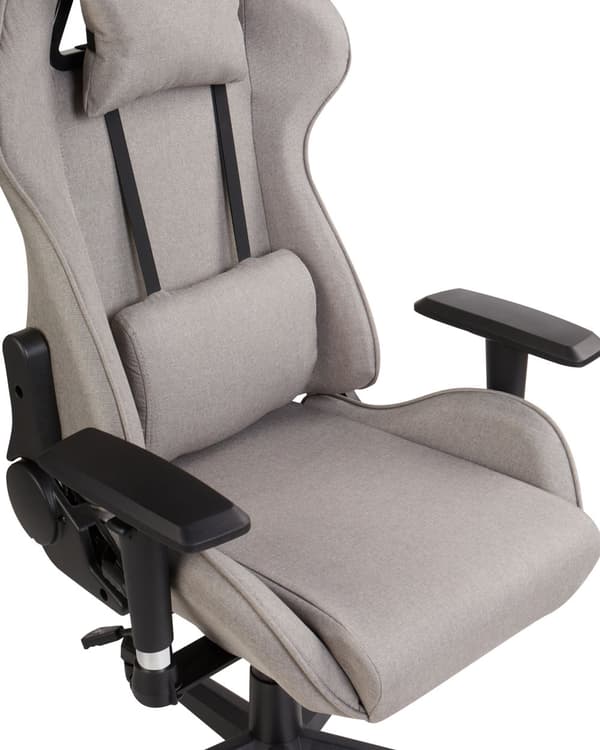 Gamingstol Beige Tyg Vändbar Justerbara Armstöd och Höjd Fotstöd Modern