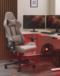 Miniatyrbild 2 av 11: Gamingstol Beige Tyg Vändbar Justerbara Armstöd och Höjd Fotstöd Modern