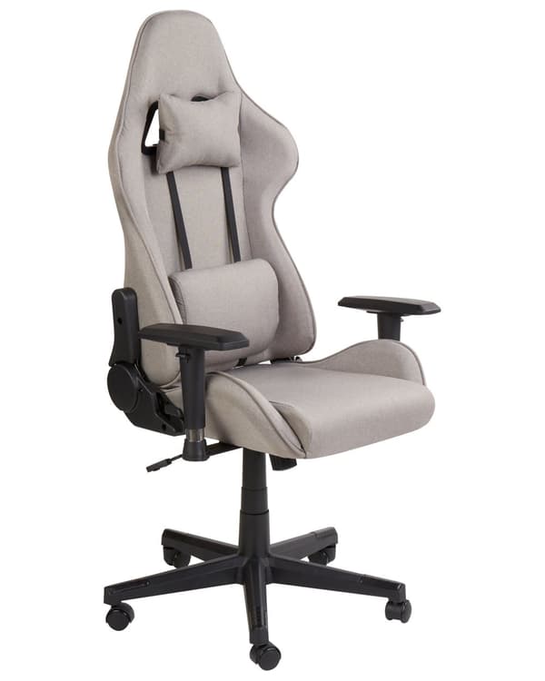 Gamingstol Beige Tyg Vändbar Justerbara Armstöd och Höjd Fotstöd Modern