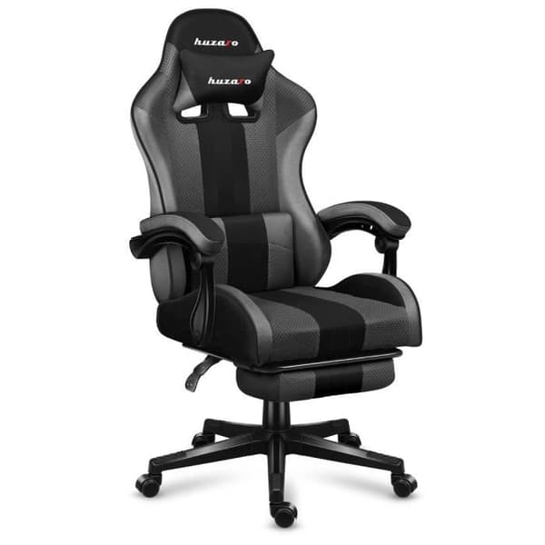 HUZARO FORCE 4.7 Grå Gaming Stol, Kontorsstol, PC-spel, Ergonomisk, Nackstöd Svankkudde, Justerbar, Fotstöd