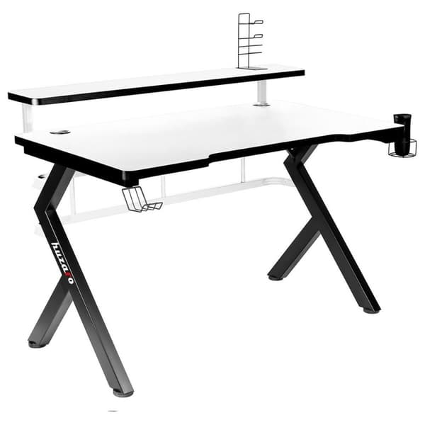Työpöytä Gaming Huzaro HZ-Hero 5.0 White Valkoinen Musta Hiilikuitu 120 x 60 cm