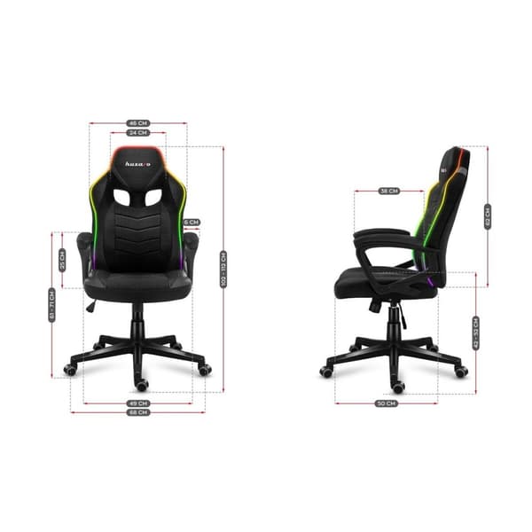 Pelituoli Huzaro HZ-Force 2.5 RGB Mesh Musta Harmaa