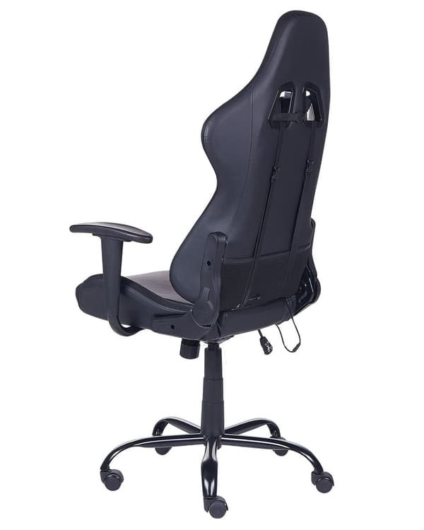 Gamingstol Svart Konstläder Vridbar Justerbar Höjd Gaslift med LED-belysning Modern Kontor
