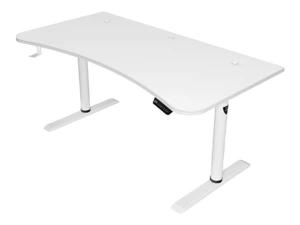 Arozzi Arena Moto - Skrivbord för sittande/stående - välvt - elektrisk höjdjustering - vit - vit bas