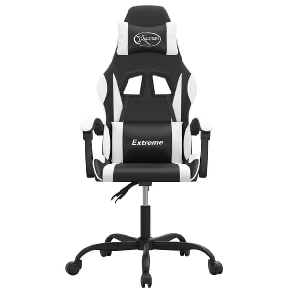 Snurrbar gamingstol svart och vit konstläder
