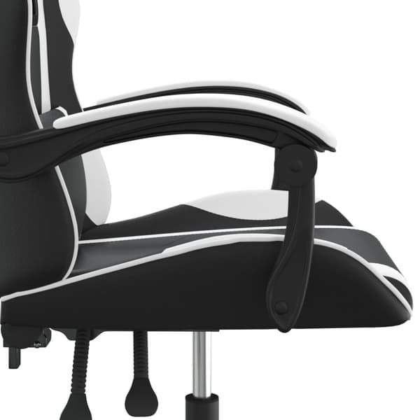 Snurrbar gamingstol svart och vit konstläder