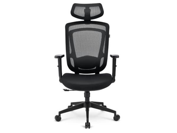 Sharkoon OfficePal C10, polstret sete, ryggstøtte med netting, svart, svart, stoff, skum, maske